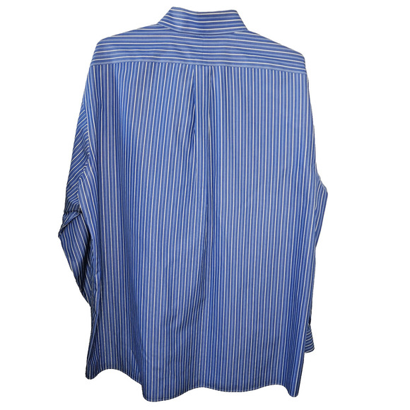 Jos A Bank Traveler's Collection 100% Cotton Blue Stripe Button Down Men 17.5-36 - Picture 4 of 5